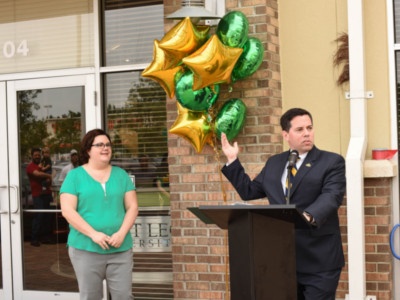 Northeast Florida Center Director Jessica Starkey and Provost Jeffrey Senese
